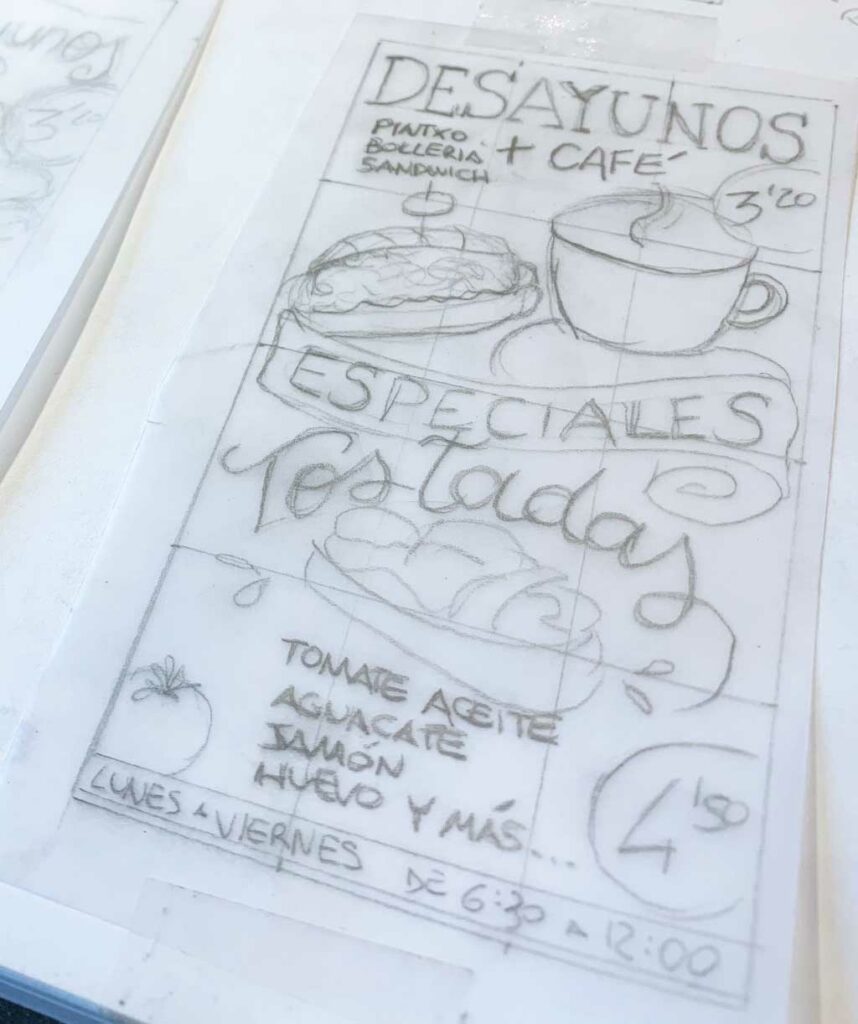 Boceto para pizarra de bar